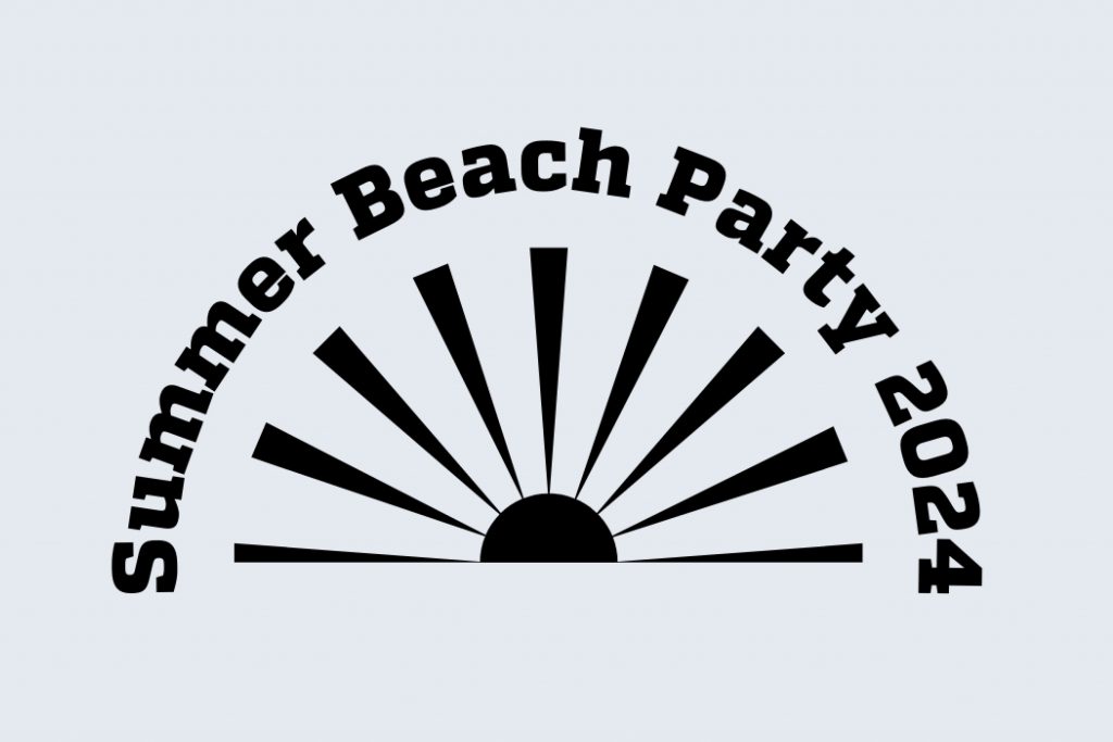 Summer Beach Party 2024 logo in black and white