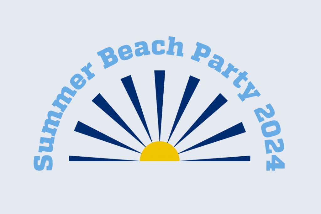 Summer Beach Party 2024 example logo using JHU colors and fonts