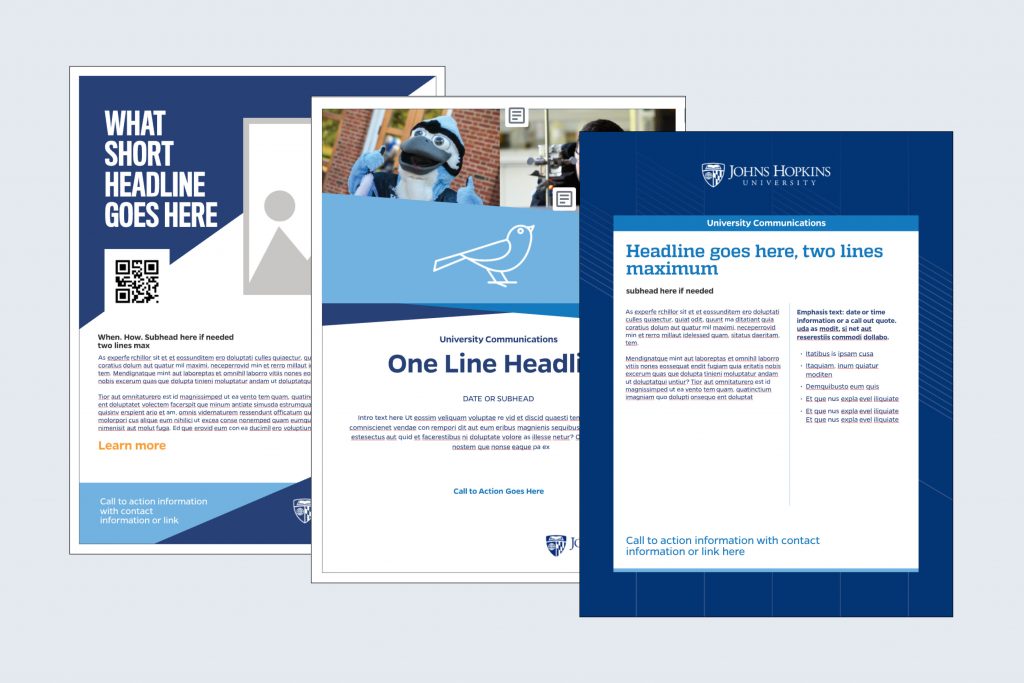 Three templated flyer designs