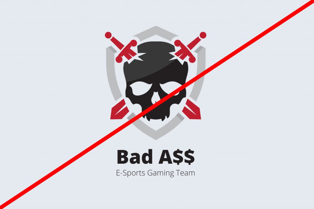 E-Sports Gaming Team logo using inappropriate language, not permitted