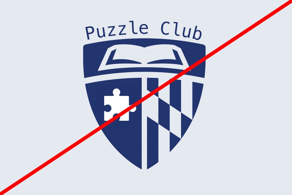 Puzzle Club logo using the JHU shield, not permitted