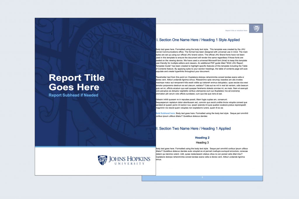 Report template cover and internal page