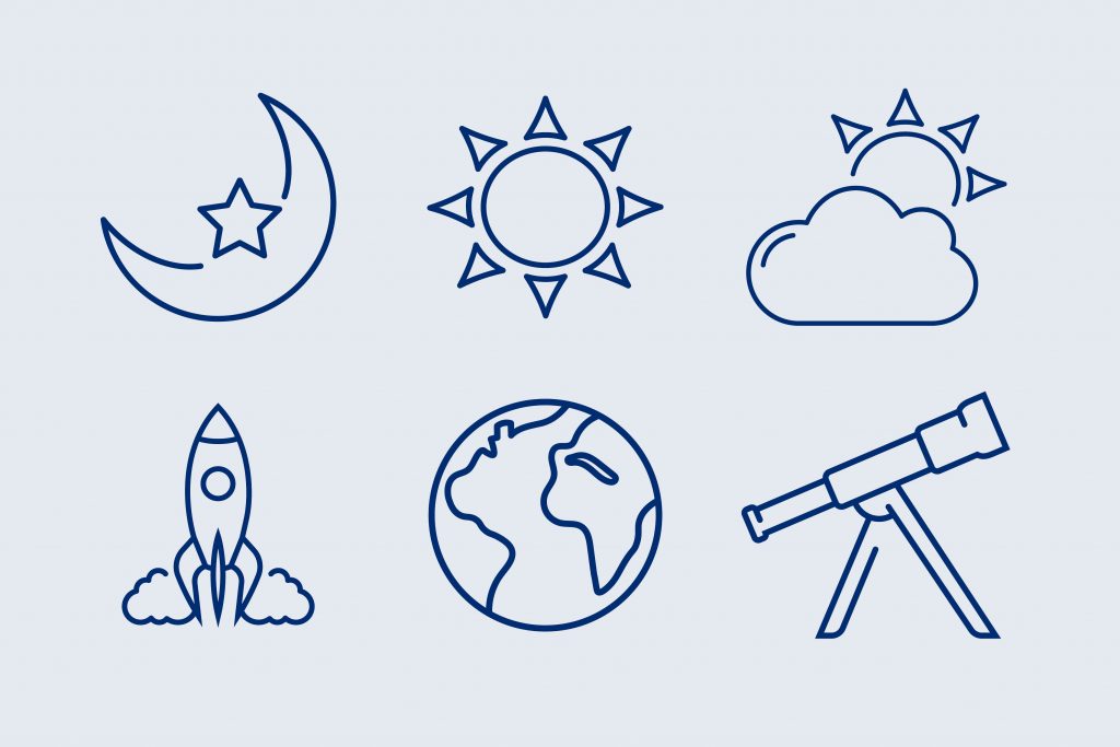 Outer space themed icon set