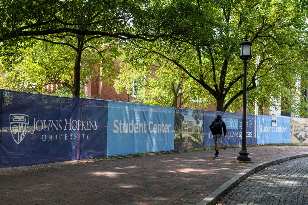 Construction fence coverings for the Student Center