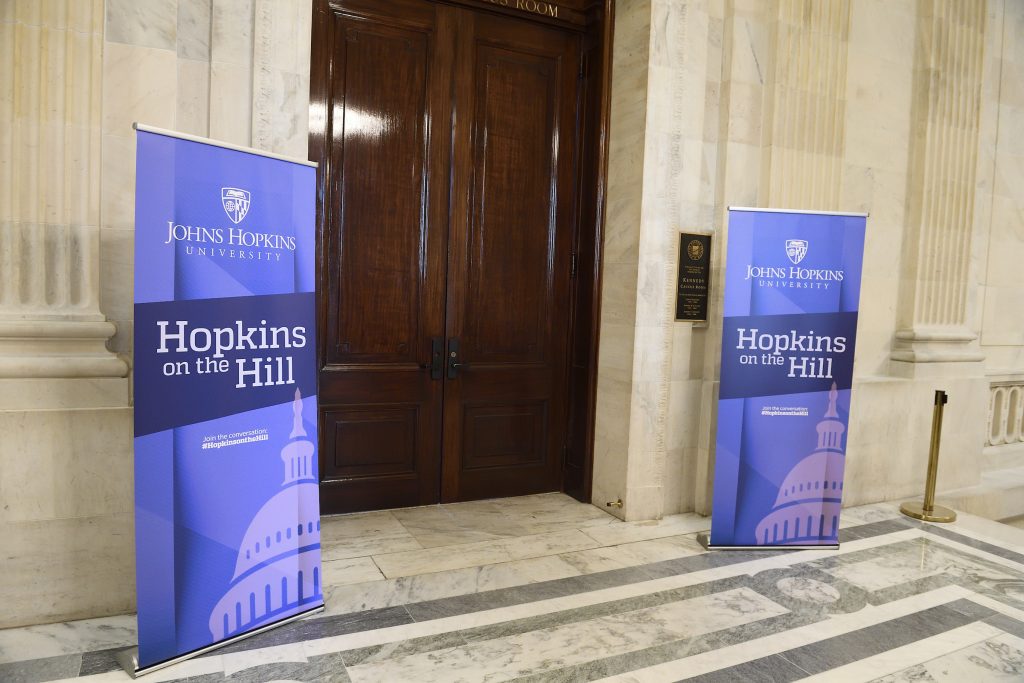 Pop-up banners for Hopkins on the Hill event