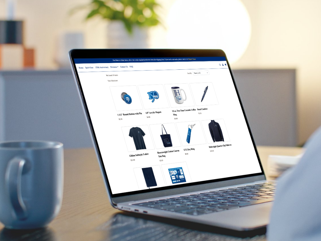 Computer screen with the internal brand store open to the 150th products page