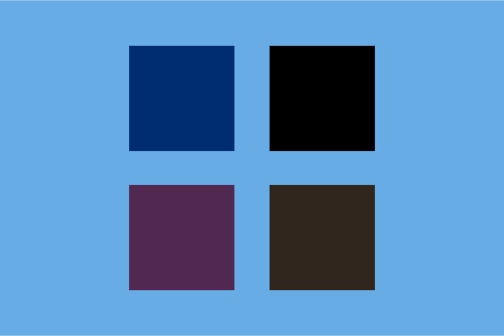 Spirit Blue background with heritage blue, black, plum, and sable foreground colors