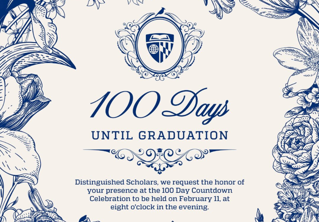 100 Days until Graduation graphic featuring a script font