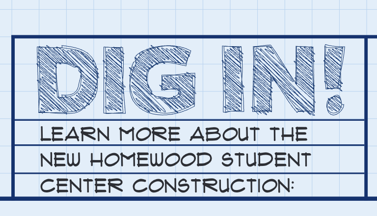 DIG IN graphic with blue print text effect applied