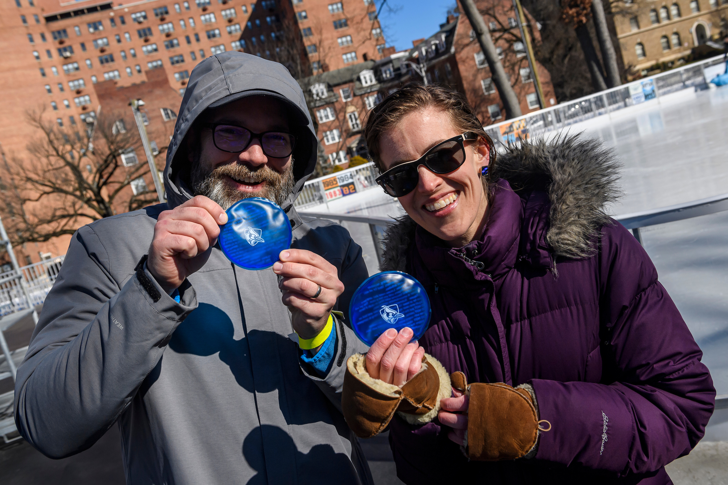 Hot/Cold pack giveaway at the ice rink
