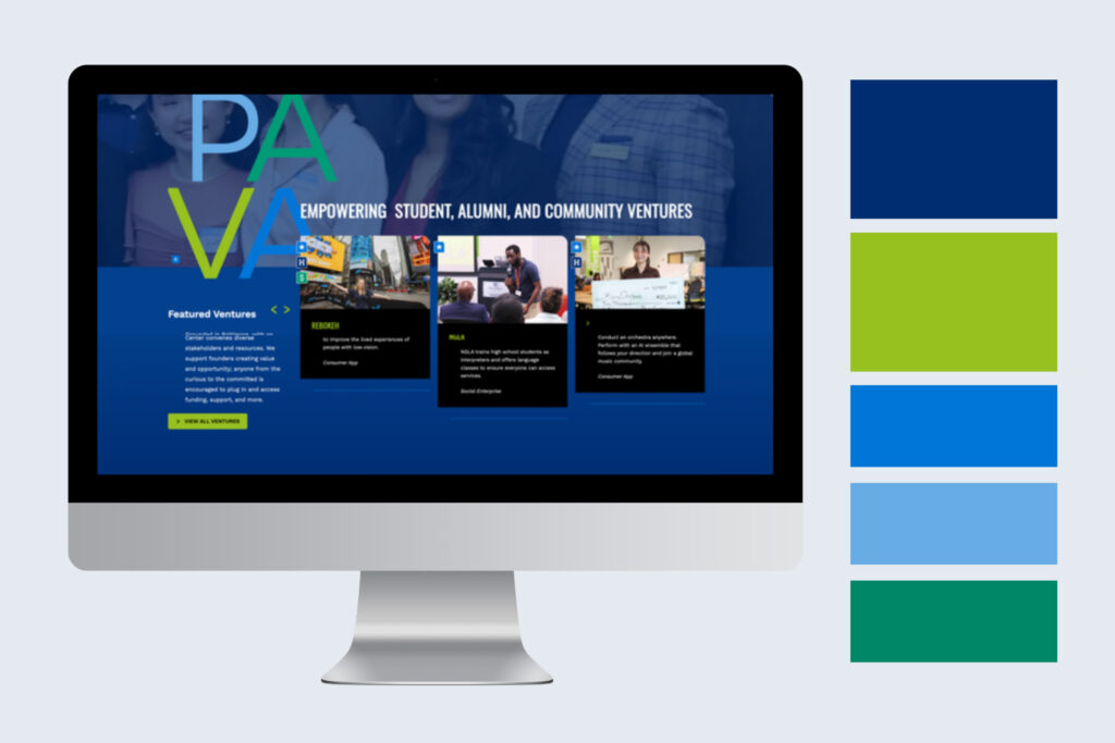 Pava Center website and color palette